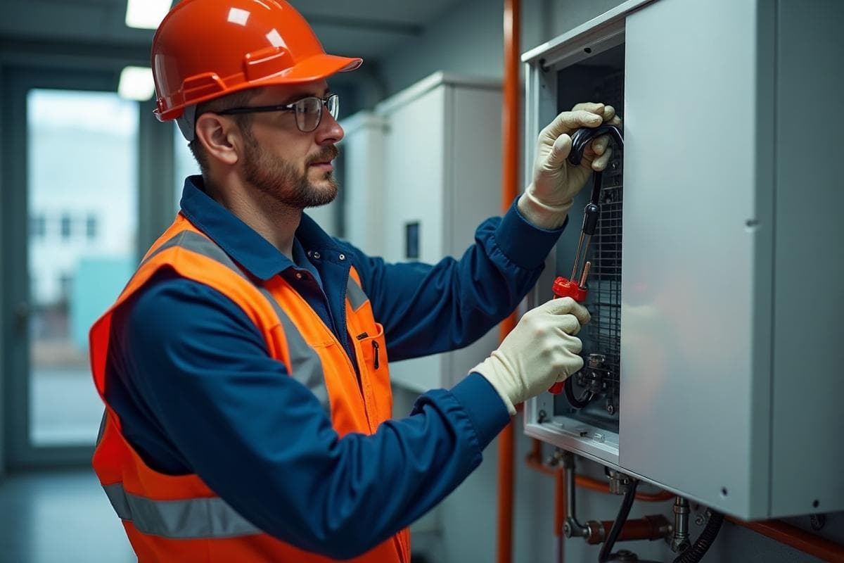 Fagperson monterer varmepumpe